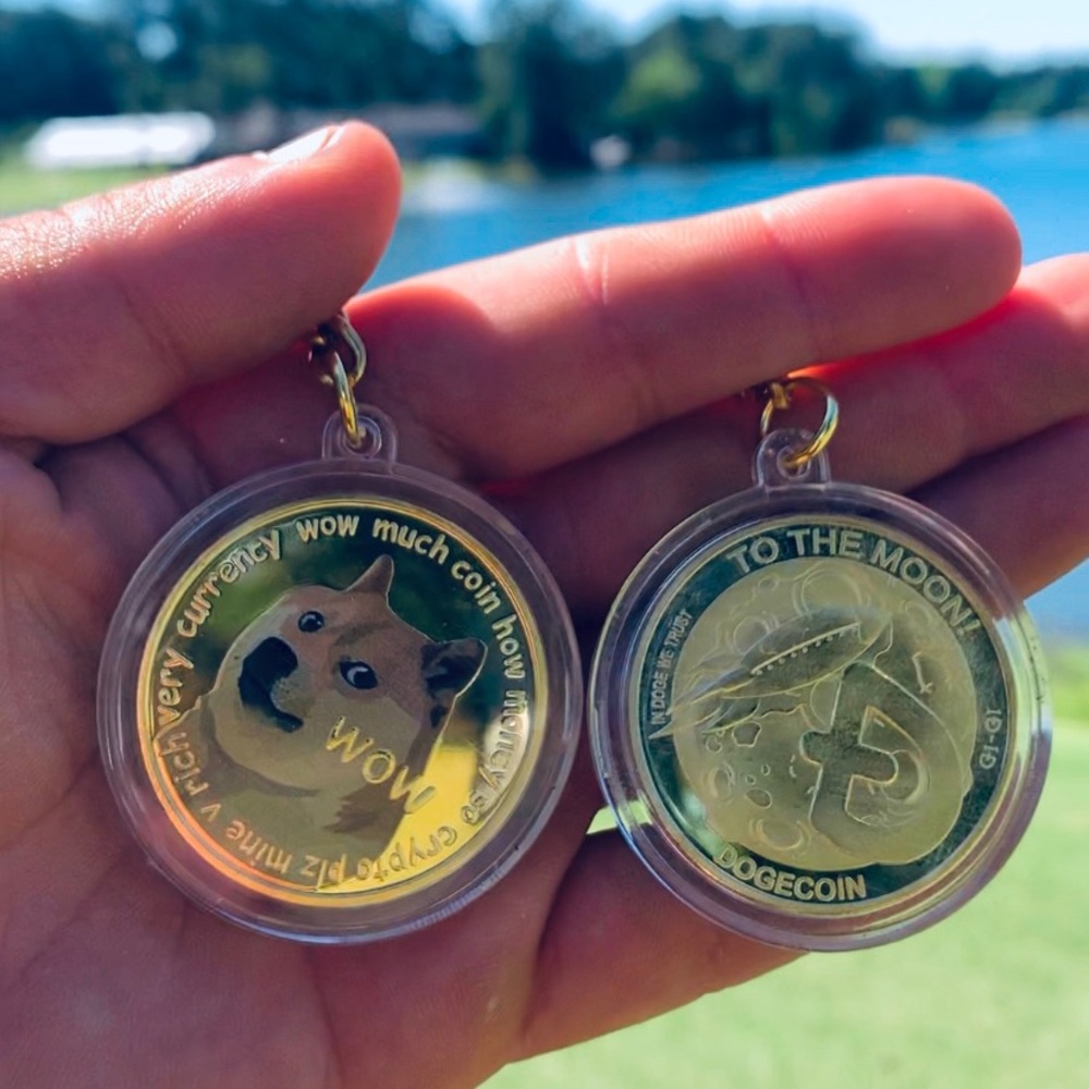 Gold GP Dogecoin Coin Keychain Crypto Coin